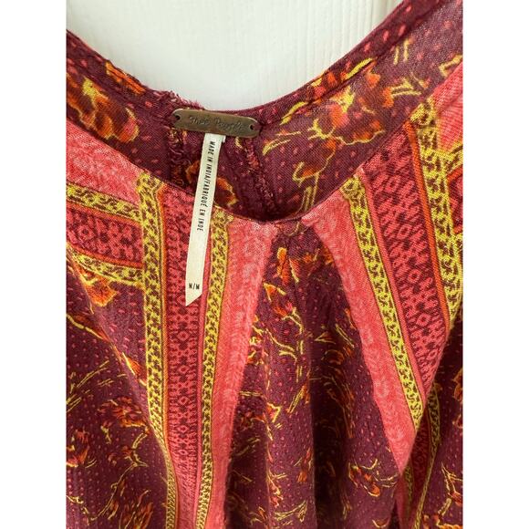 Free people tank red pink spaghetti strap boho flowy medium Y2K hippie - Picture 6 of 7